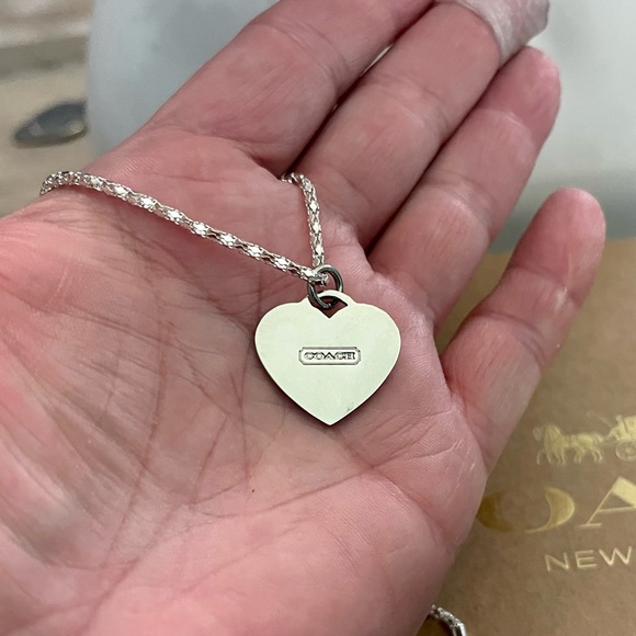 Coach Pink Enamel Heart Pendant .925 Sterling Silver Necklace - Picture 7 of 7